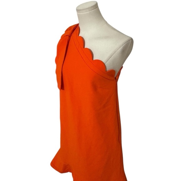 Orange One Shoulder Scallop Victoria Beckham X Target Calla Lily Ruffle Dress XS - Picture 10 of 16